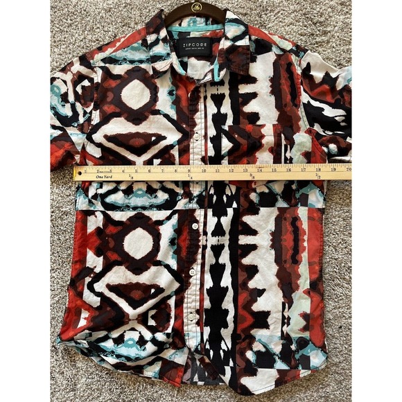 Zipcode Men's Shirt Tribal Print Size M 80's Retro Style - Picture 5 of 7